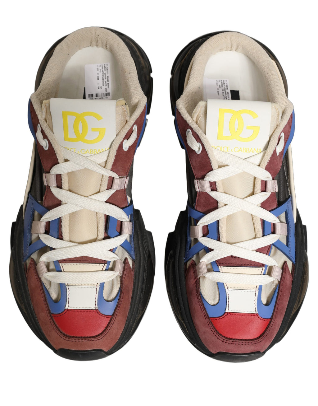 Chaussures sneakers Dolce & Gabbana Airmaster à panneaux multicolores, style sportif et moderne, vue de face.