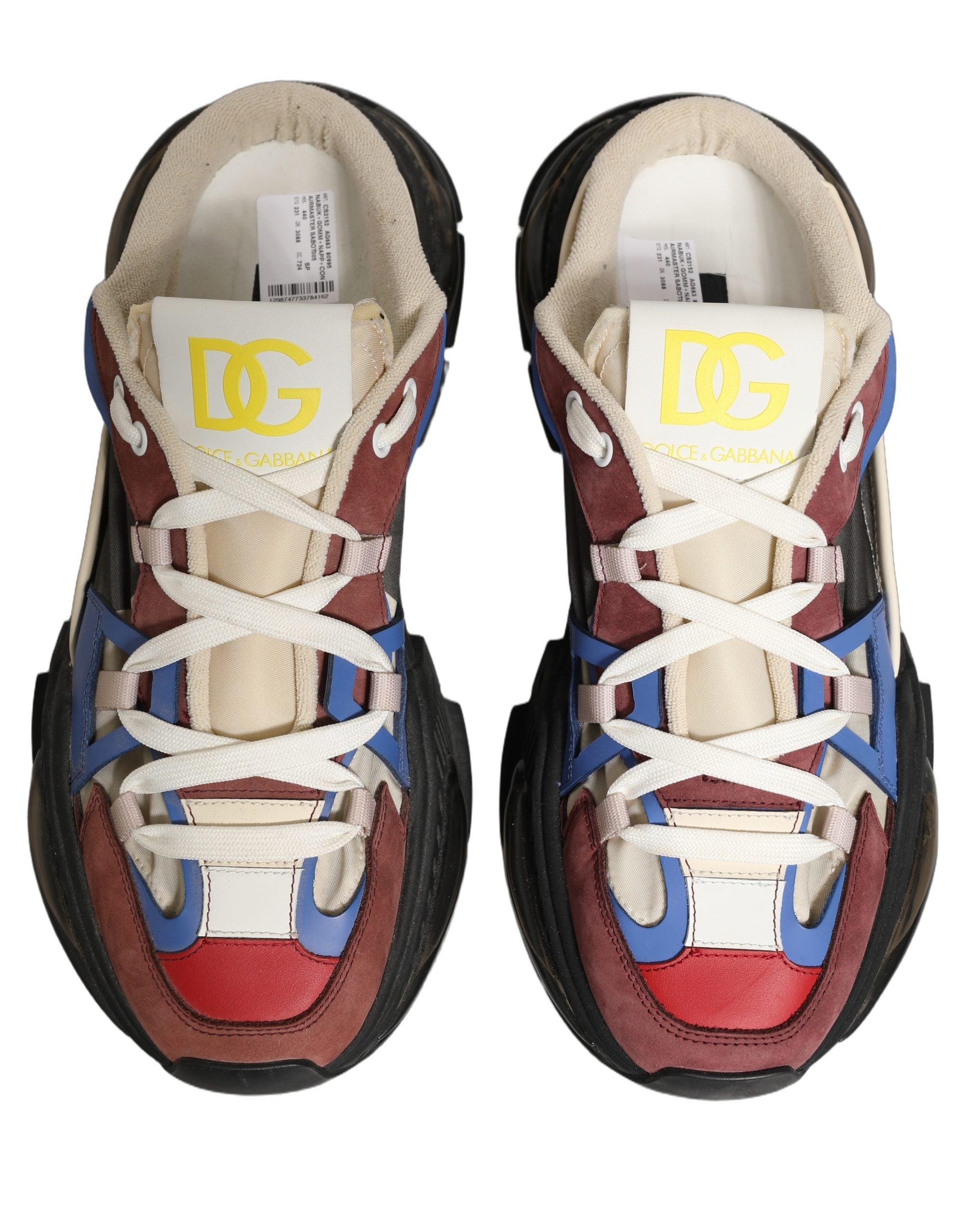 Chaussures sneakers Dolce & Gabbana Airmaster à panneaux multicolores, style sportif et moderne, vue de face.
