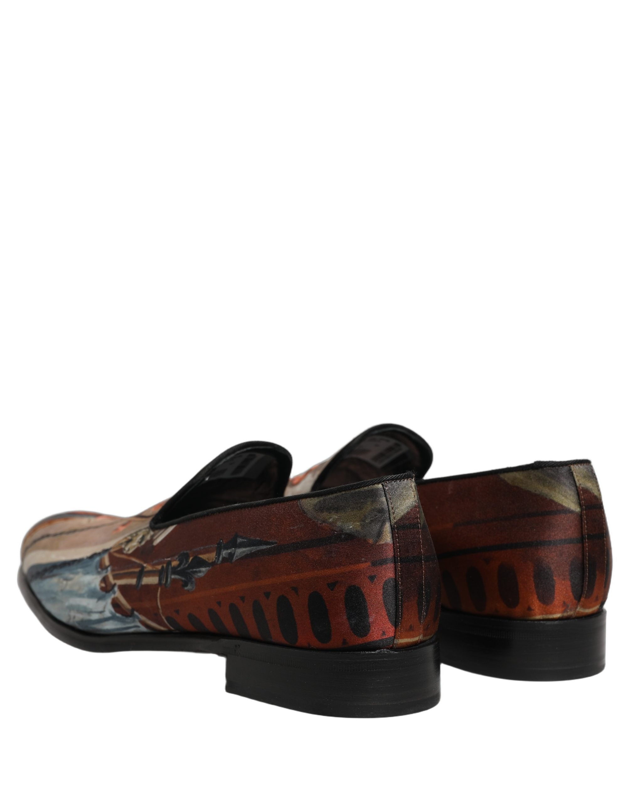 Chaussures mocassins Dolce & Gabbana à motif lion multicolore, slip-on, élégantes et confortables pour homme.
