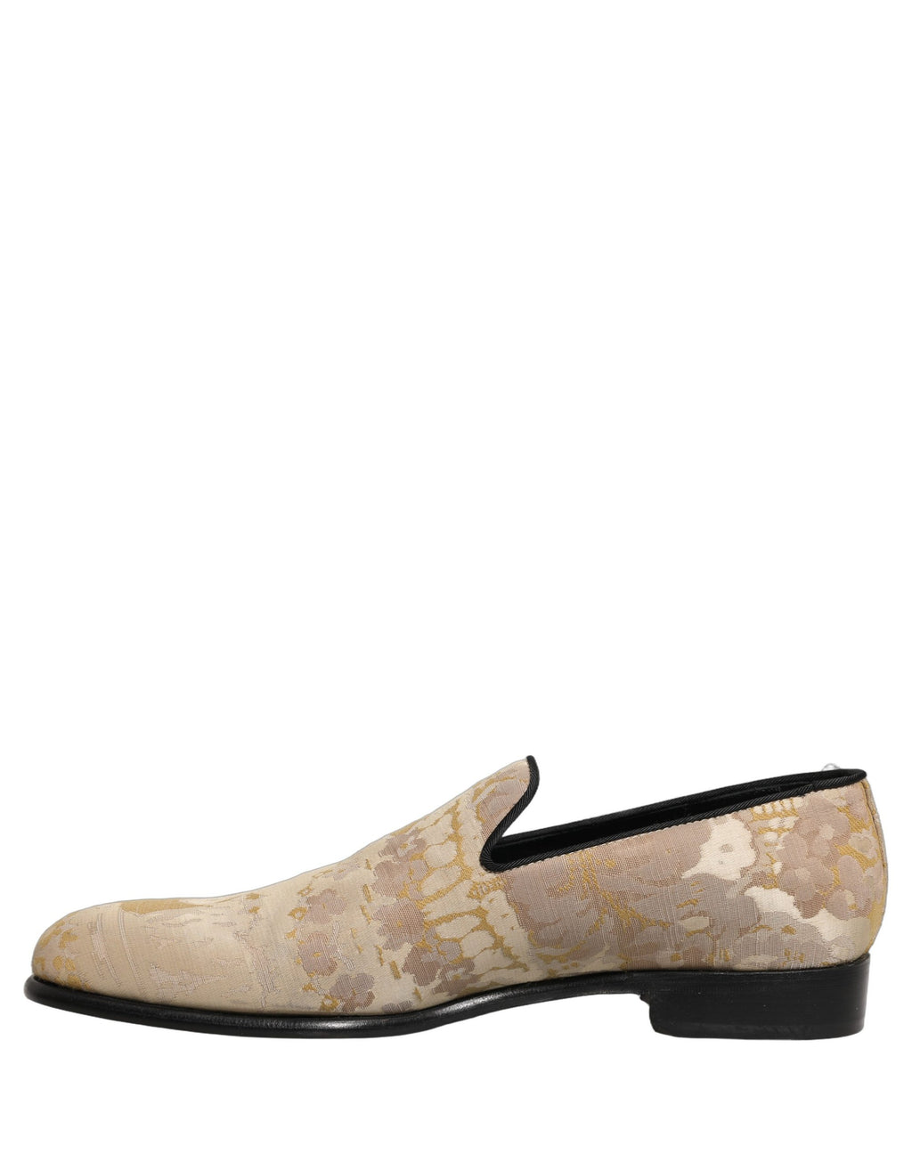 Chaussures mocassins pour homme Dolce & Gabbana en jacquard or avec motif floral, élégantes et sophistiquées