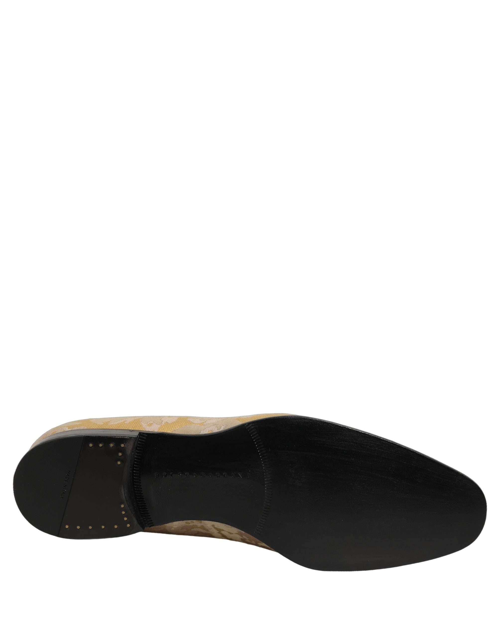 Mocassins pour homme Dolce & Gabbana en jacquard à motif floral doré, élégants et sophistiqués.