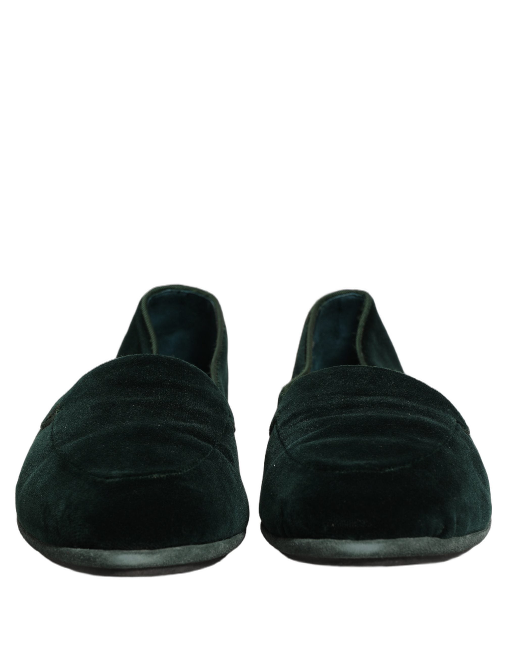 Chaussures mocassins pour hommes Dolce & Gabbana en velours vert, style slip-on élégant et confortable.