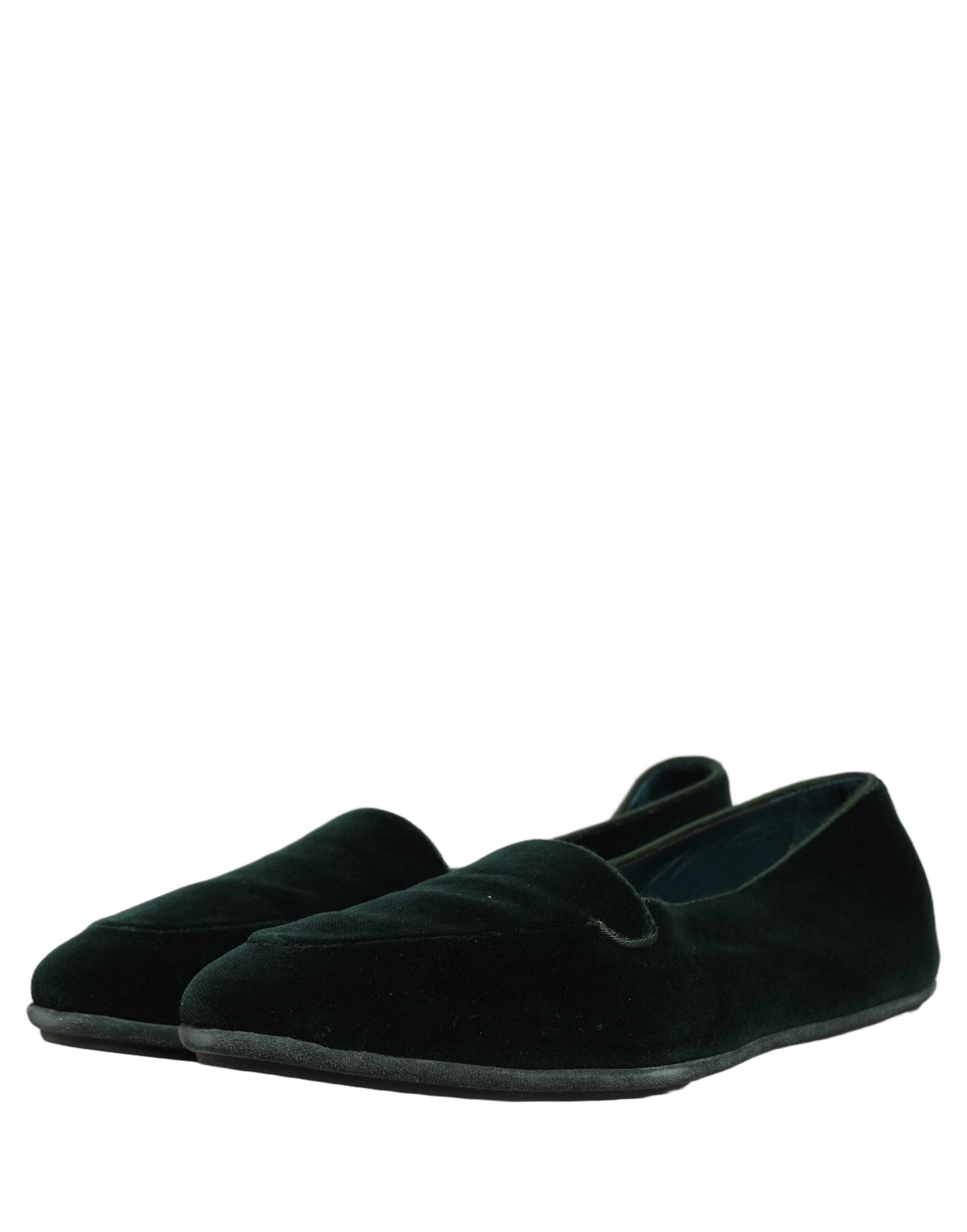 Chaussures escarpins Dolce & Gabbana en velours vert pour homme, mocassins slip-on élégants.