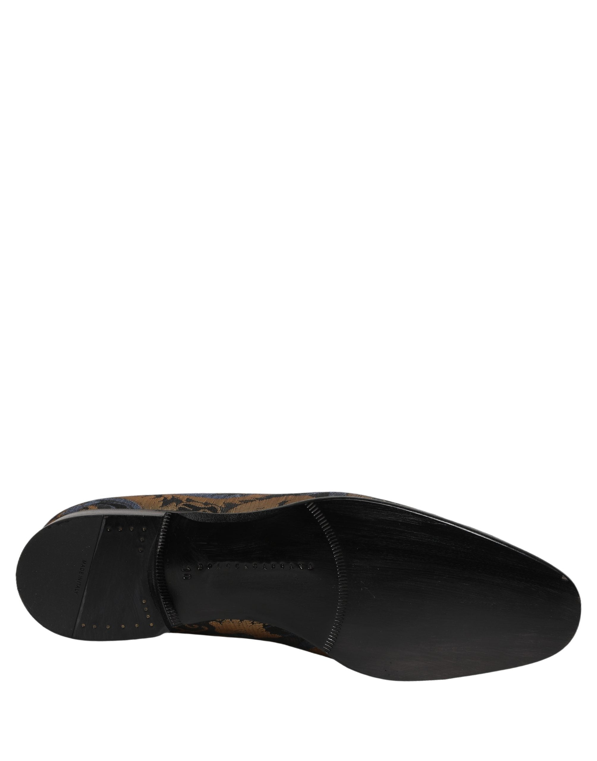 Chaussures mocassins Dolce & Gabbana pour homme en brocart bleu, slip-on élégants et raffinés pour occasion formelle.