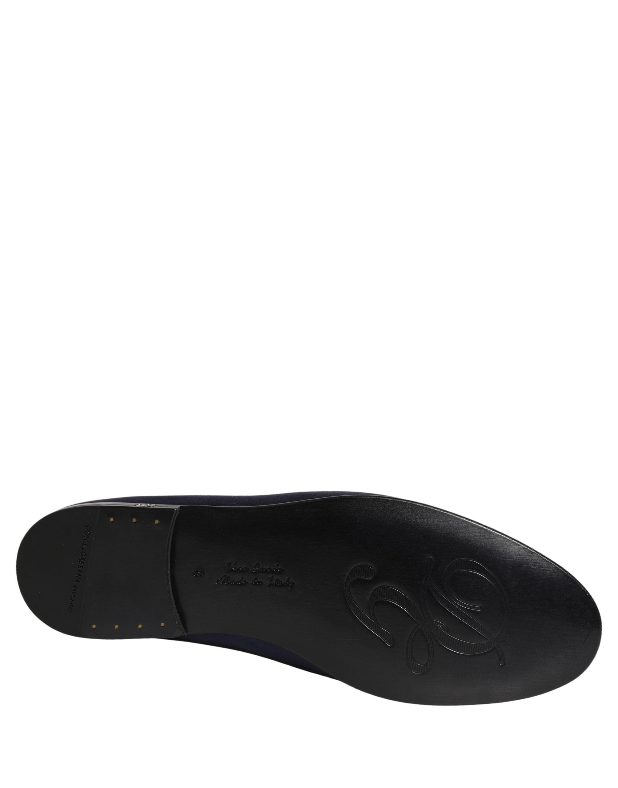 Chaussures Dolce & Gabbana ballerines en satin bleu avec logo, slip-on élégantes pour femme.
