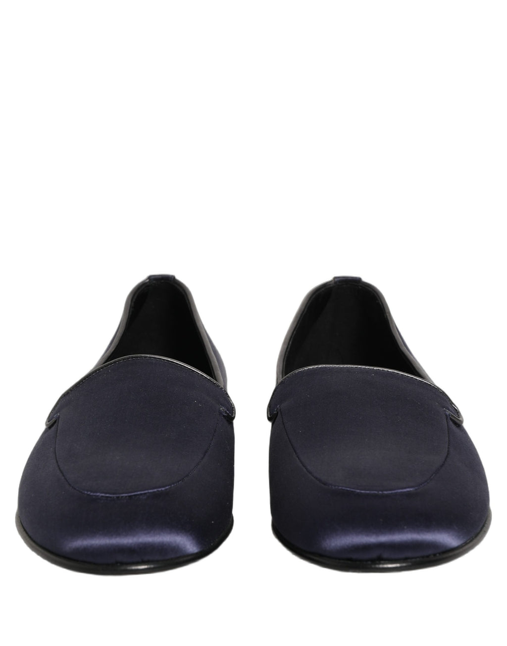 Chaussures Dolce & Gabbana, mocassins en satin bleu logo, chaussures plates slip-on élégantes pour femmes.