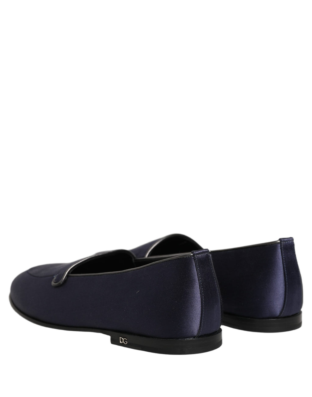 Chaussures Dolce & Gabbana, mocassins en satin bleu avec logo, chaussures plates slip-on élégantes pour femmes.