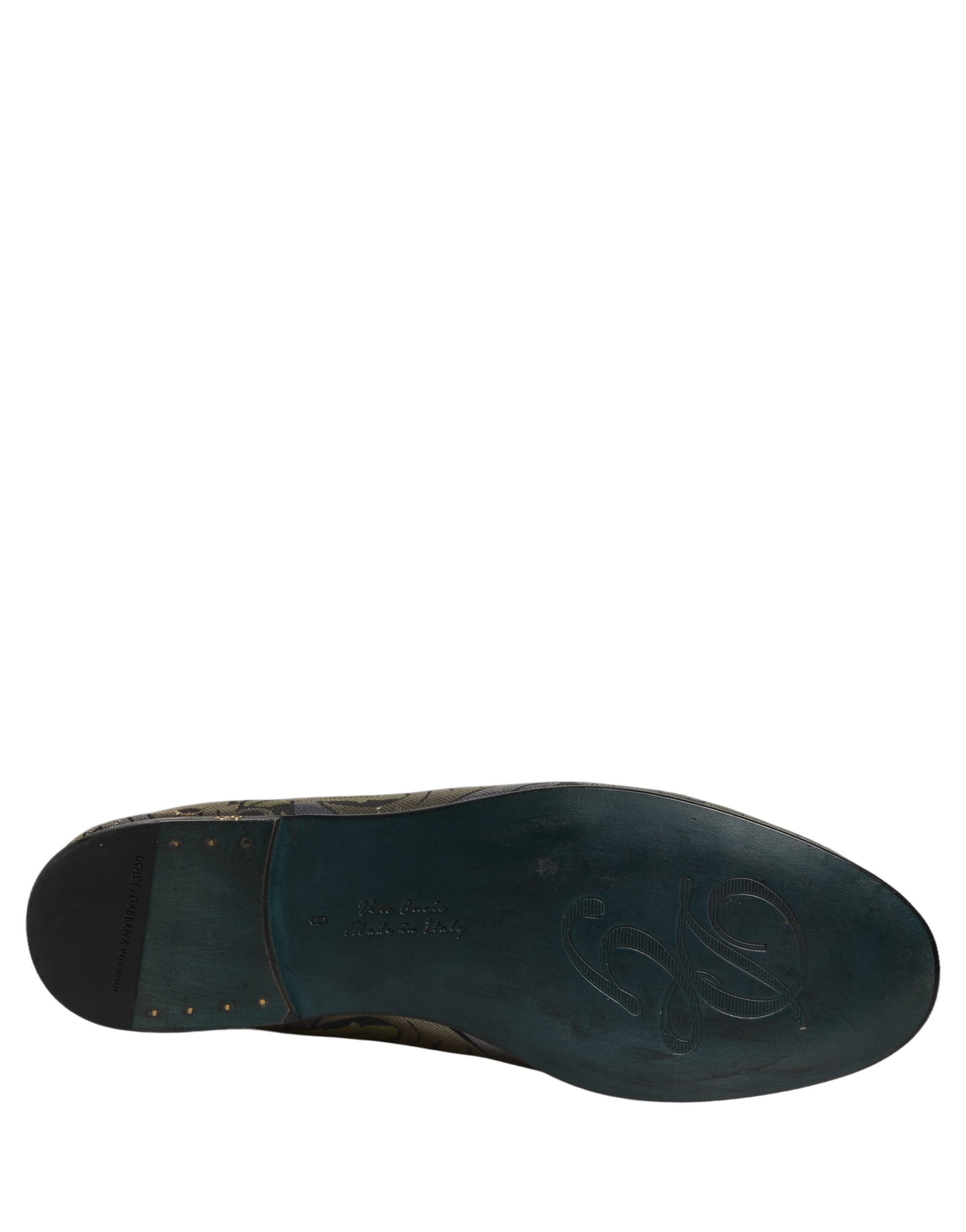 Chaussures mocassins pour homme Dolce & Gabbana en jacquard floral multicolore, élégantes et sophistiquées.