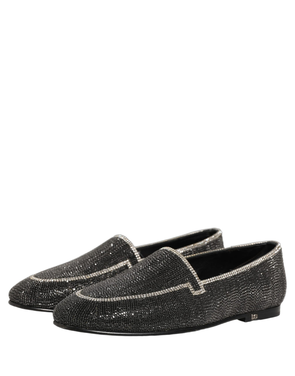 Chaussures Mocassins pour hommes Dolce & Gabbana noires ornées de cristaux brillants et détails élégants.
