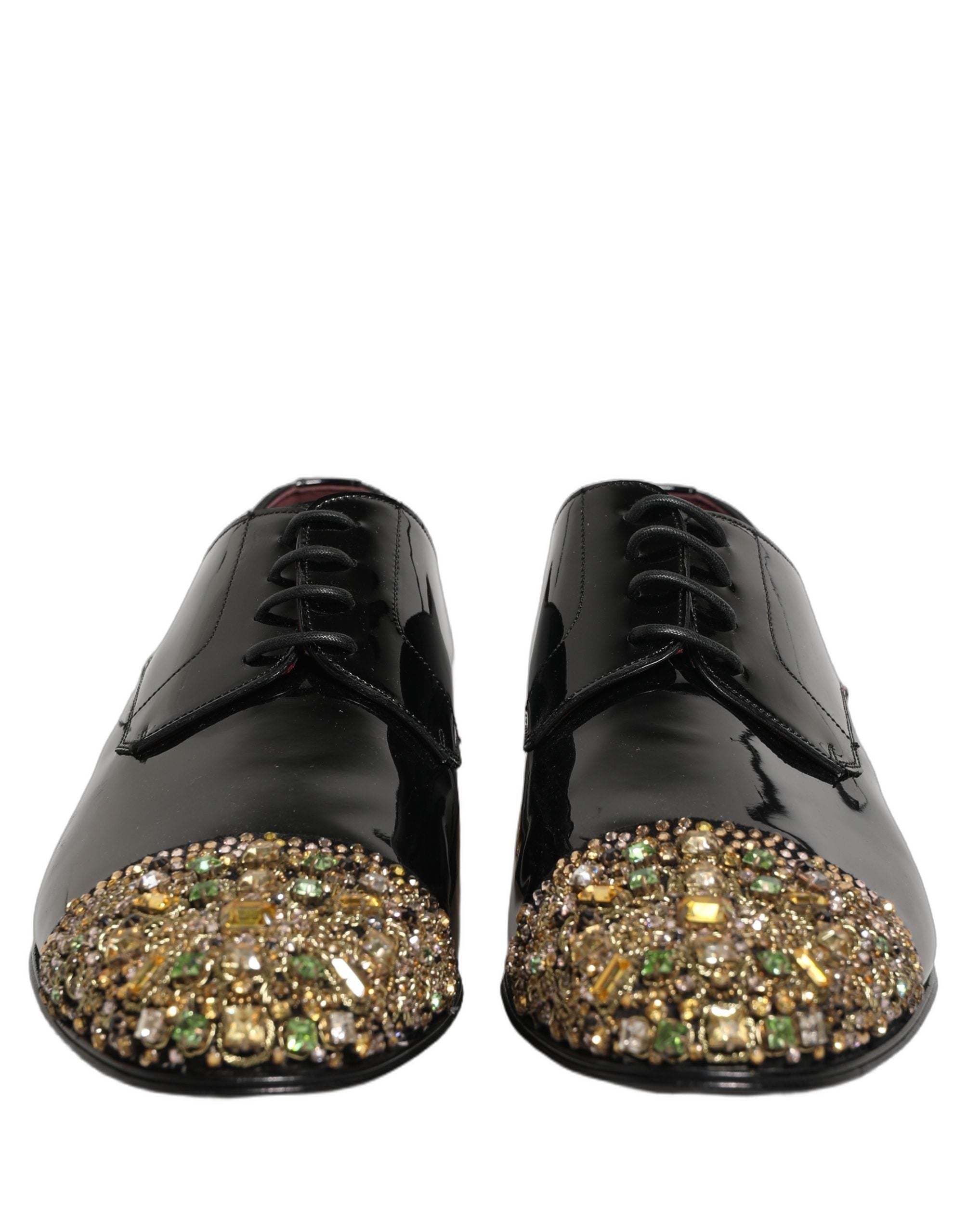 Chaussures Derby formelles noires Dolce & Gabbana pour homme avec embellissements élégants, destinées aux occasions spéciales.