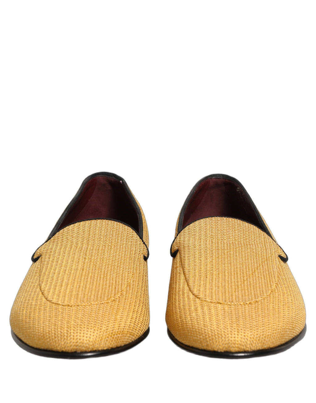 Chaussures mocassins homme Dolce & Gabbana jaunes tissés, style slip-on, élégantes et confortables en cuir.