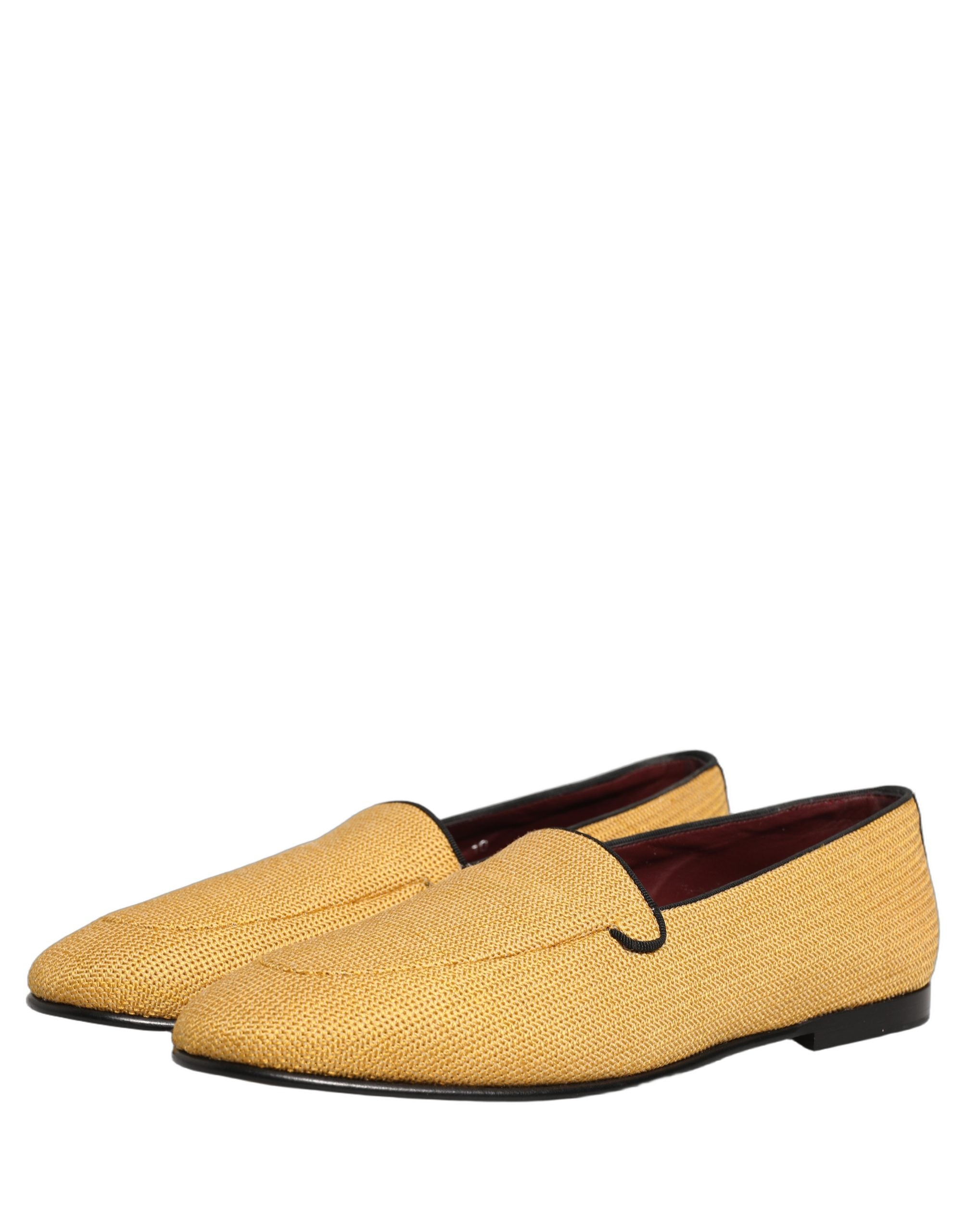 Chaussures mocassins homme Dolce & Gabbana jaunes tissés, slip-on élégants en cuir pour homme.