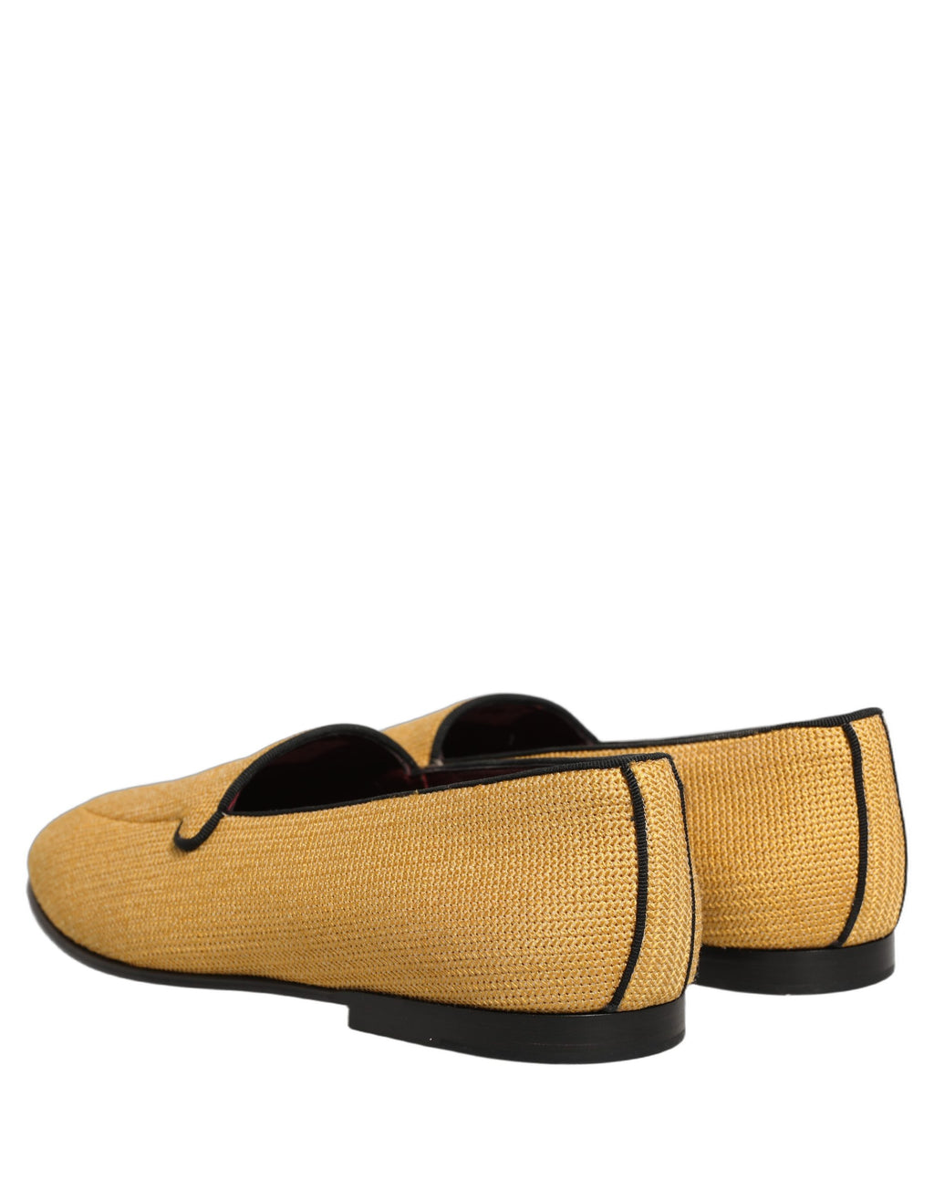 Chaussures mocassins slip-on pour homme Dolce & Gabbana jaunes tissés, élégants et confortables, visibles sur l'image.