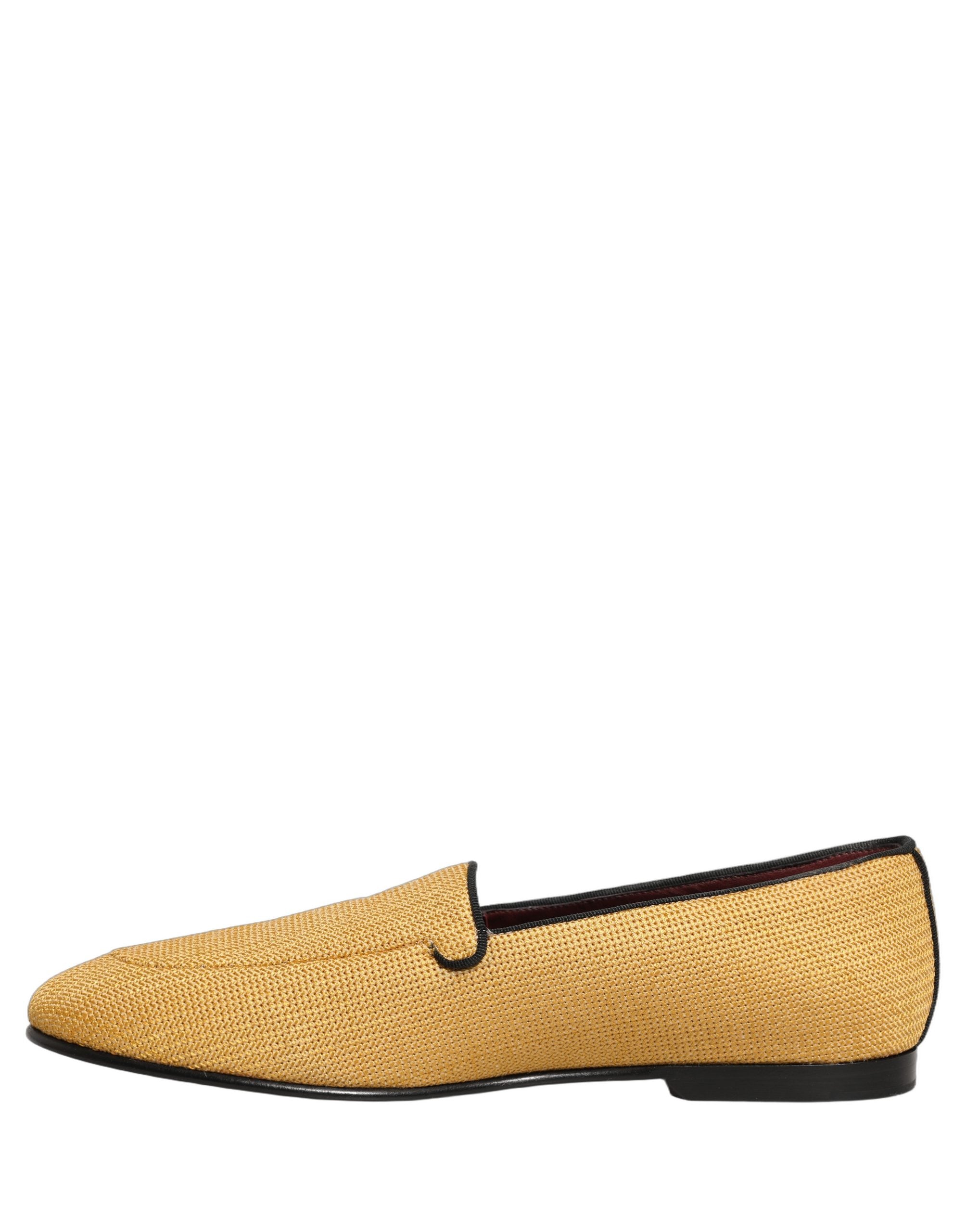 Chaussures mocassins homme Dolce & Gabbana jaunes tissés, slip-on élégants en cuir pour homme.