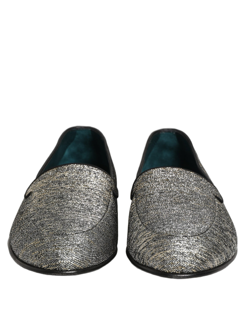Chaussures mocassins pour homme Dolce & Gabbana gris lurex brillant, élégantes et sophistiquées en glitter.