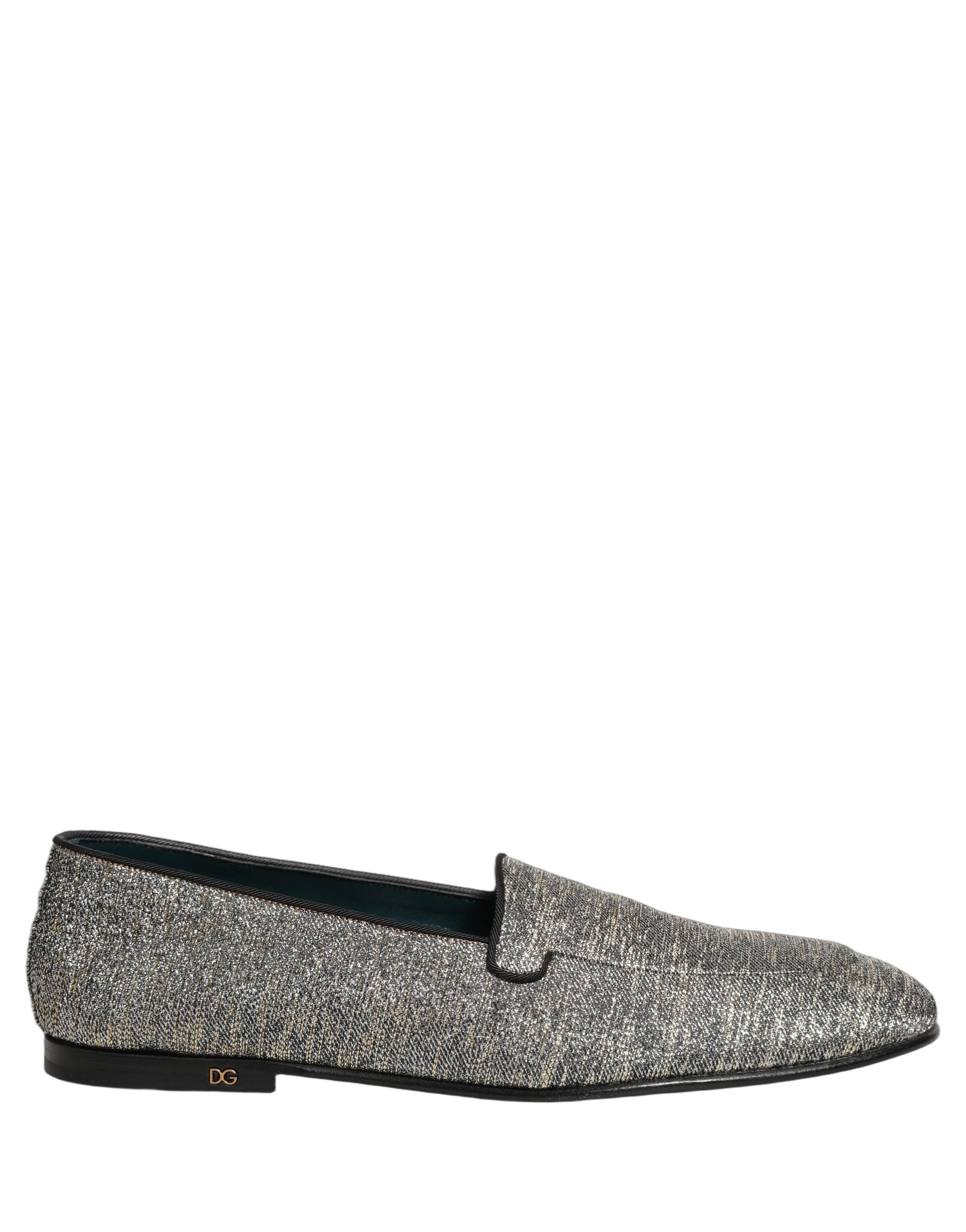 Chaussures Richelieu pour hommes Dolce & Gabbana gris avec lurex brillant et détails scintillants, style élégant et moderne