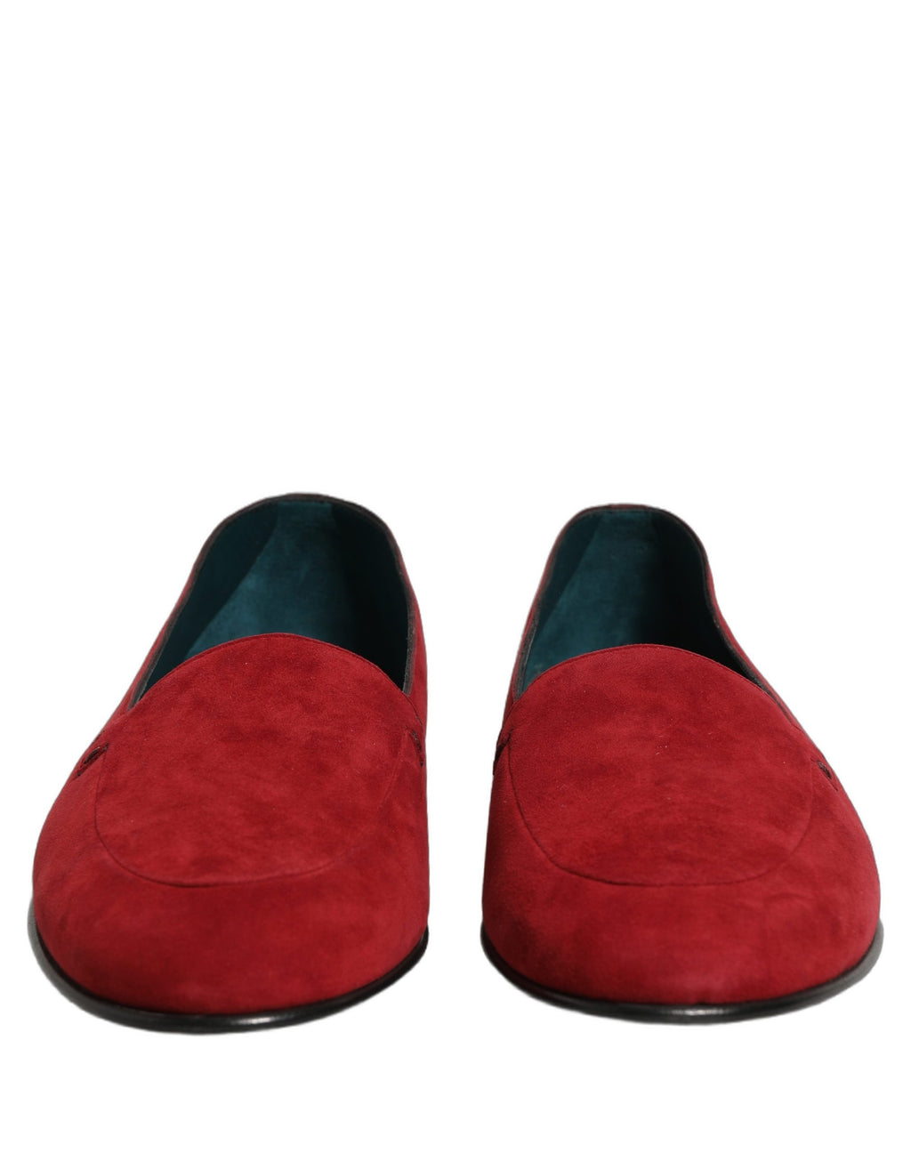 Chaussures Dolce & Gabbana mocassins en daim rouge avec logo, chaussures plates slip-on élégantes et confortables.