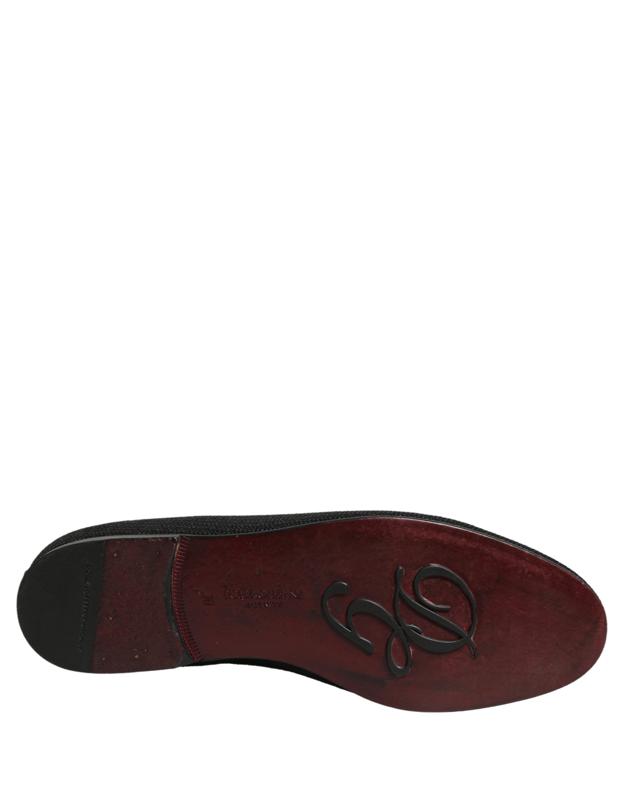 Chaussures mocassins slip-on pour homme Dolce & Gabbana noires en tissage, élégantes et confortables.