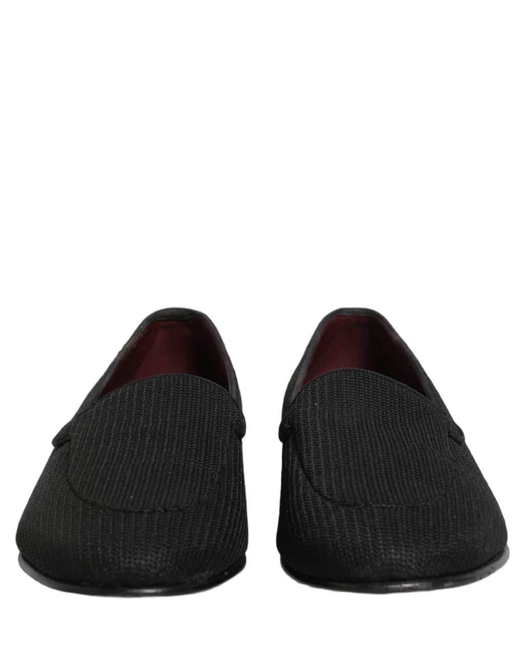 Chaussures mocassins pour homme Dolce & Gabbana en tissage noir, slip-on élégant et confortable, chaussures habillées en cuir.