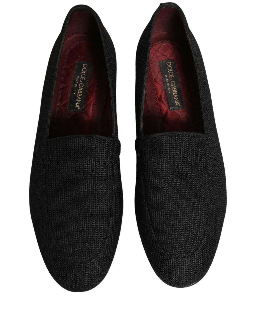 Chaussures mocassins homme Dolce & Gabbana noir tissées, slip-on élégants en cuir pour homme.