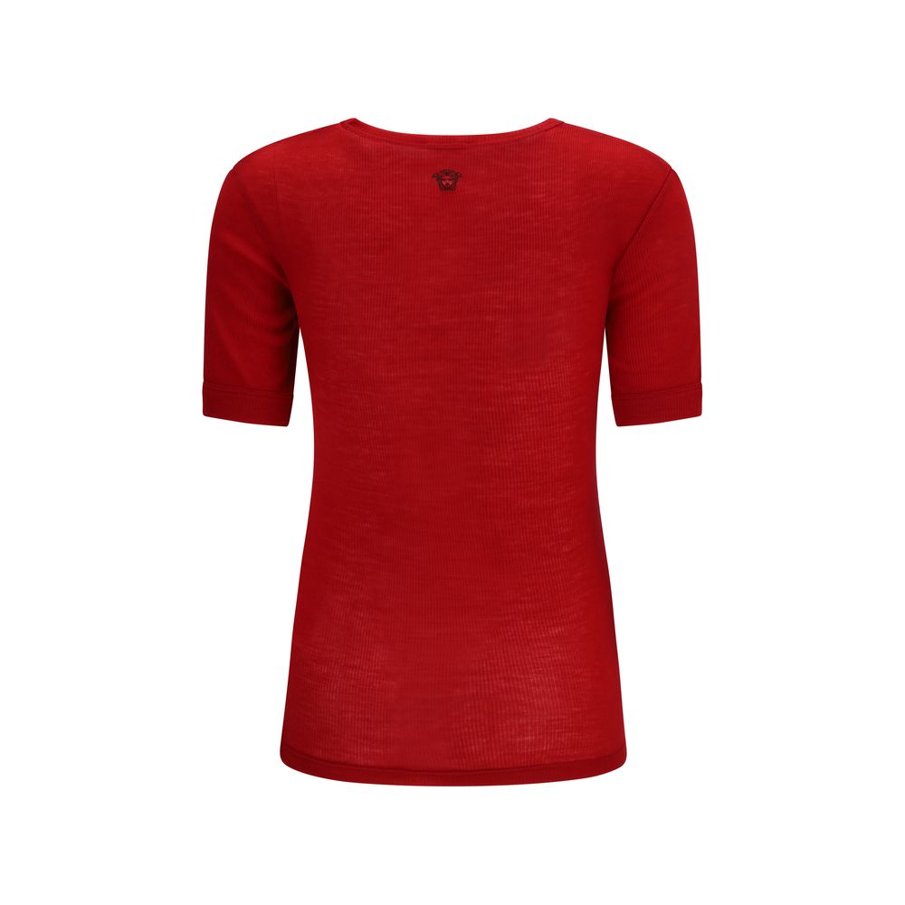 T-shirt multicolore en laine Versace Oves Aries, motif graphique, coupe classique, devant visible dans l'image