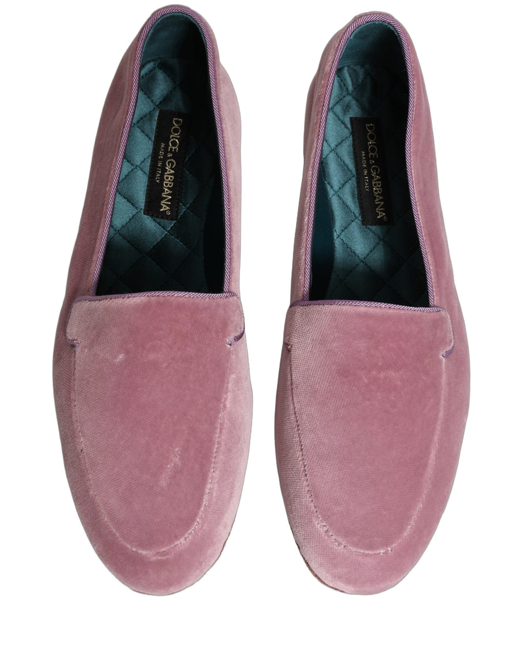 Chaussures mocassins Dolce & Gabbana pour hommes en velours rose, slip-on, élégantes et confortables.