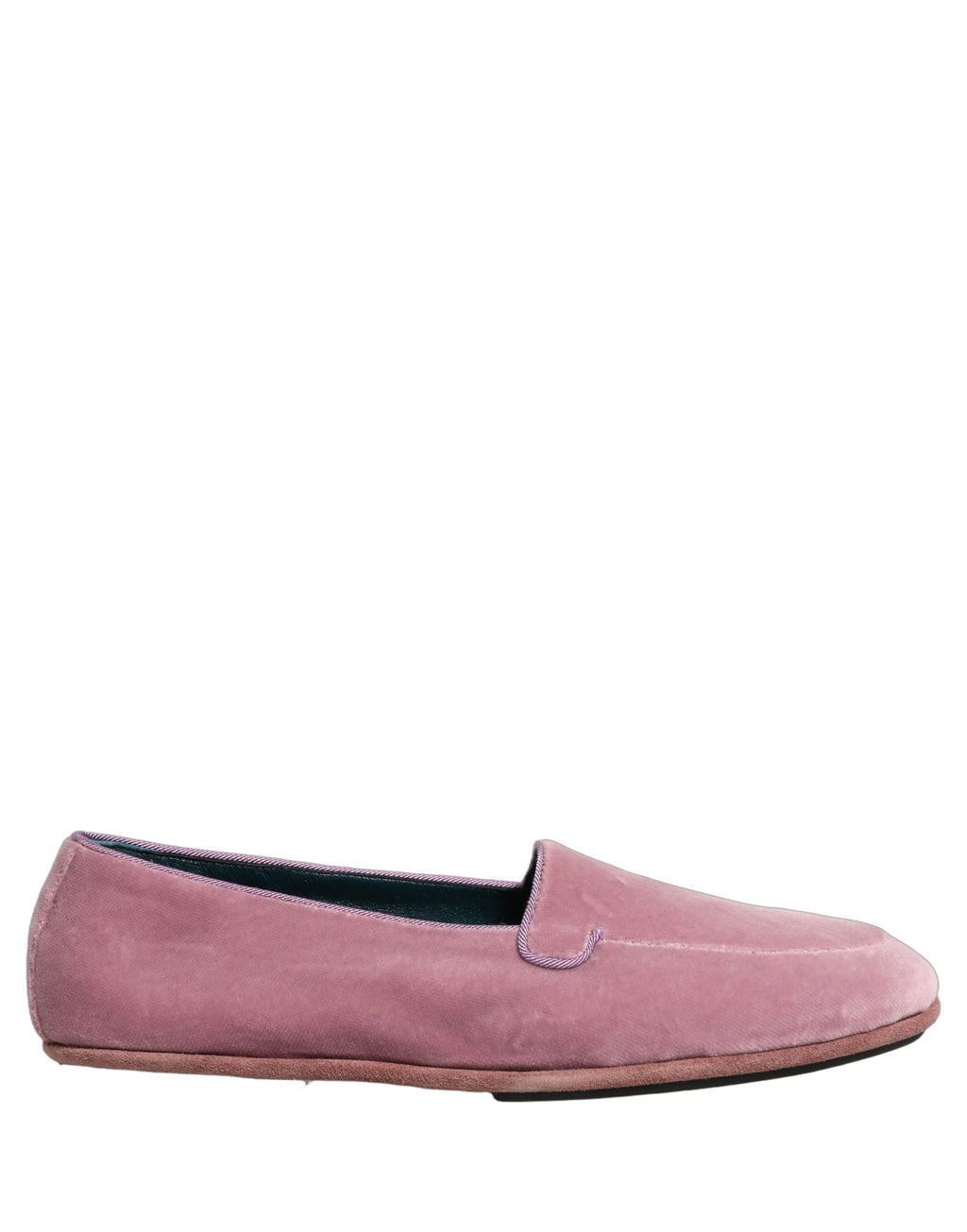 Chaussures hommes Dolce & Gabbana, mocassins en velours rose, slip-on élégants et confortables, finition raffinée.