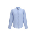 Chemise homme Hugo Boss Black en lin bleu et noir, avec col classique et boutons, vêtement élégant pour homme.