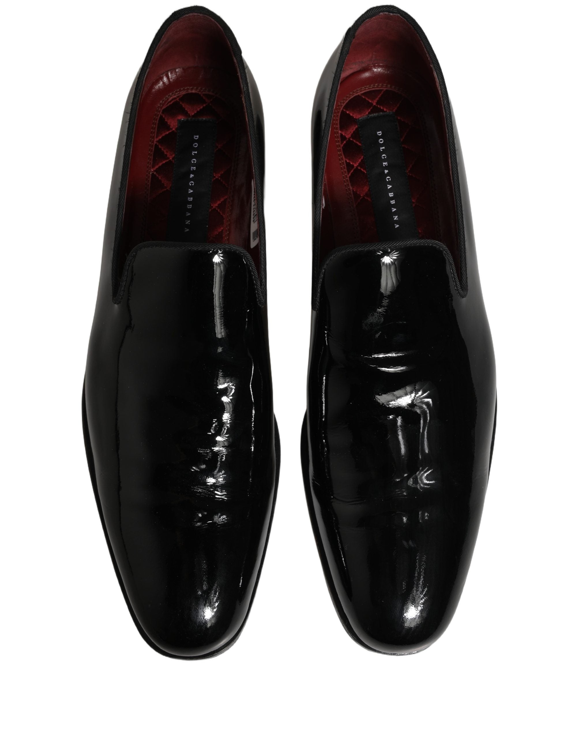 Chaussures Richelieu pour homme Dolce & Gabbana en cuir verni noir, élégantes mocassins habillés en cuir brillant.
