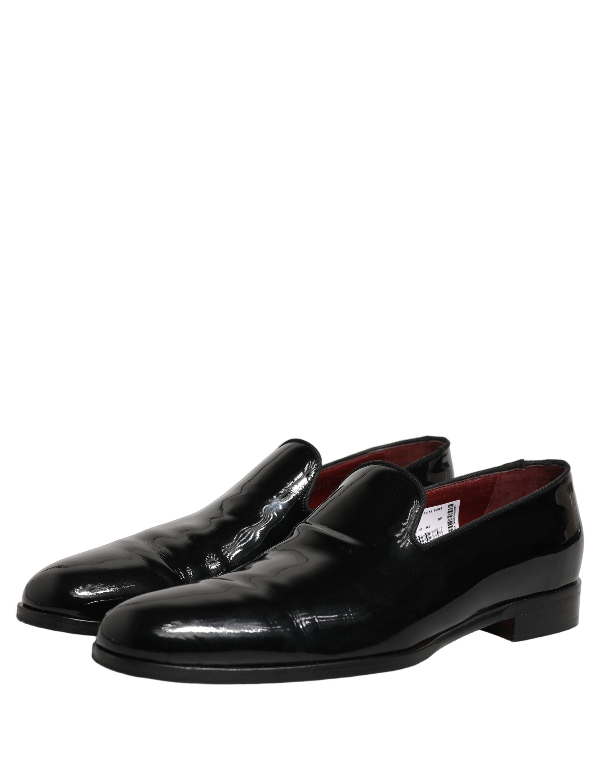 Chaussures Richelieu pour homme Dolce & Gabbana en cuir verni noir, élégantes mocassins habillés en cuir brillant.