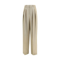 Pantalon beige en laine Saint Laurent Oves Aries, style élégant, coupe classique, visible sur l'image.