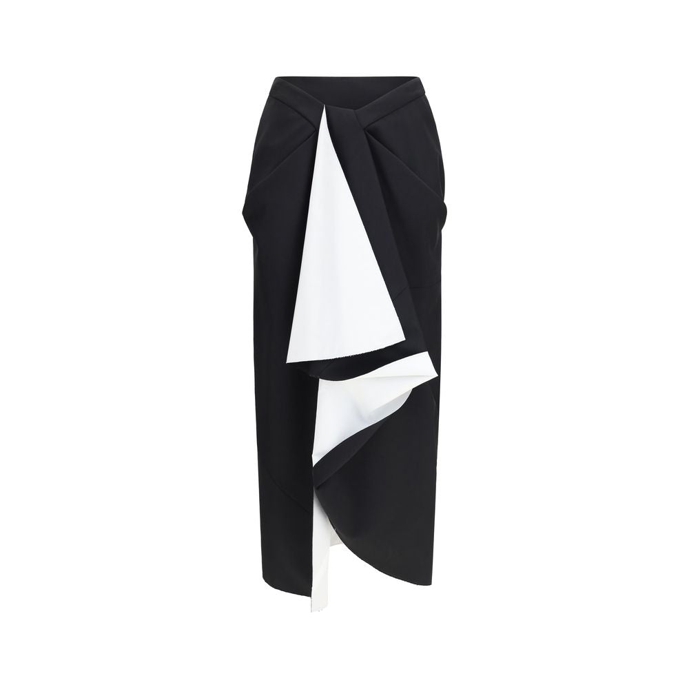 Jupe midi en laine noire Givenchy Oves Aries, coupe élégante et moderne avec détails sophistiqués.