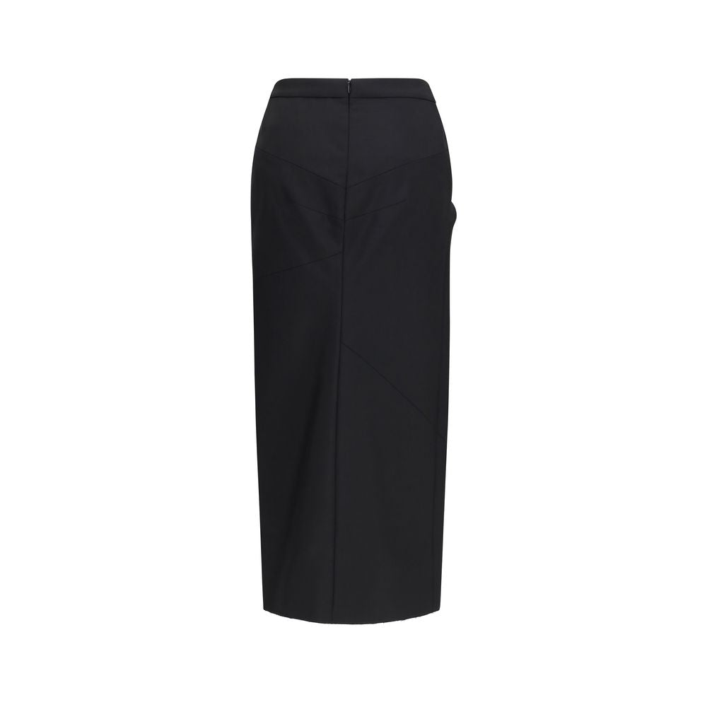 Jupe midi en laine noire Givenchy Oves Aries, style élégant avec coupe fluide et détails sophistiqués.