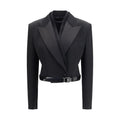 Veste en laine noire Dolce & Gabbana Oves Aries avec détails élégants et coupe moderne, vue de face.