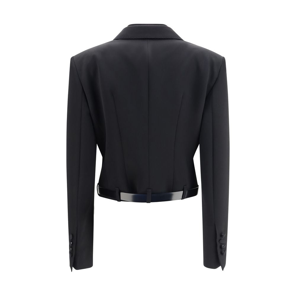 Veste en laine noire Dolce & Gabbana Oves Aries, style élégant avec détails sophistiqués, vue de face.