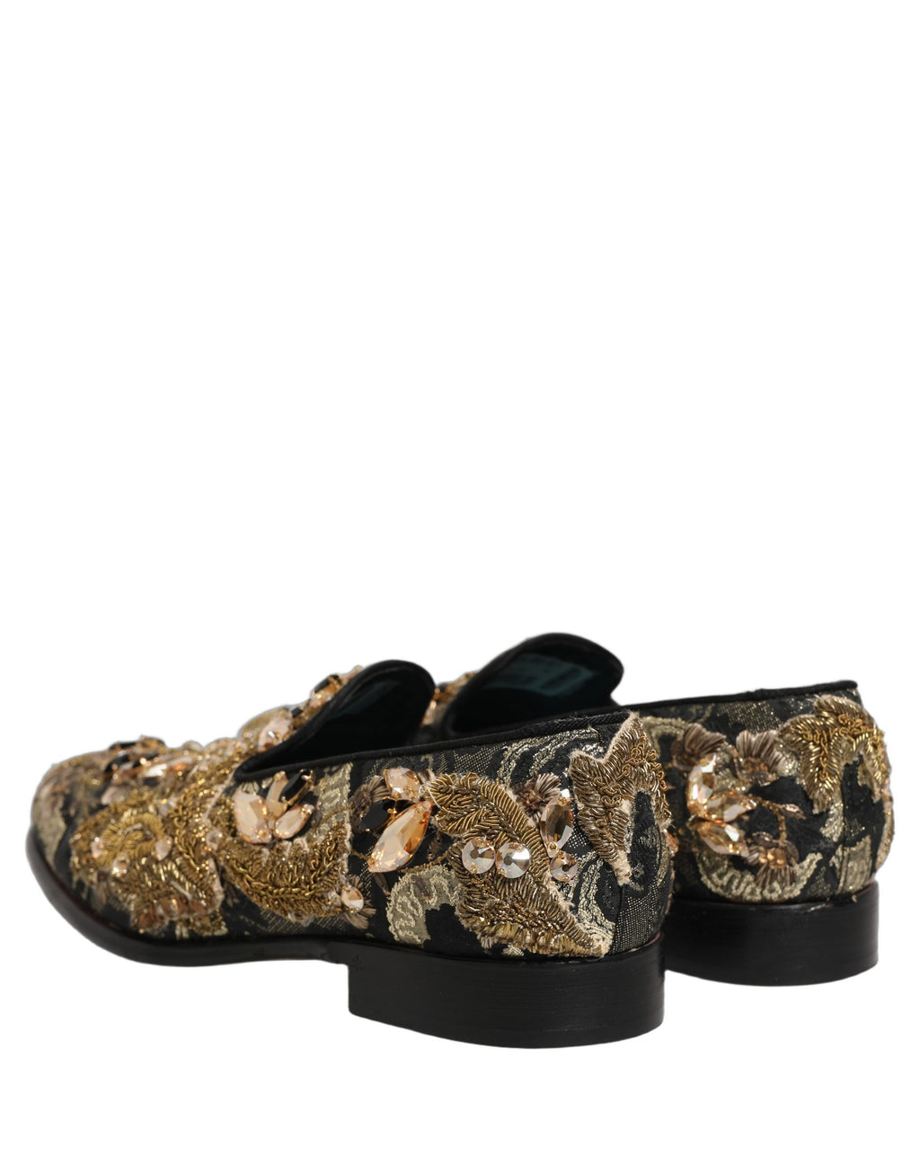 Chaussures loafers en velours noir Dolce & Gabbana avec embellissements élégants, pour un style sophistiqué et tendance.