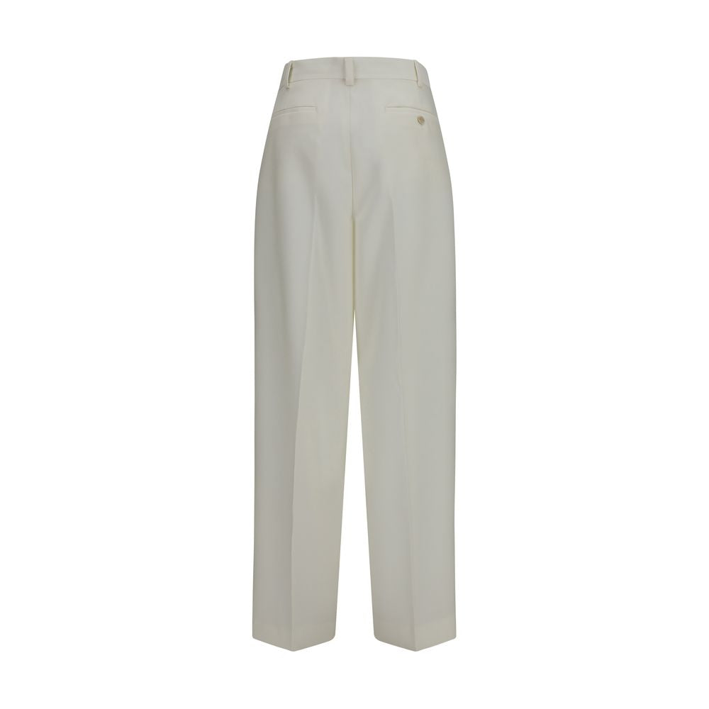 Pantalon décontracté en laine blanche Calvin Klein Oves Aries, style casual avec coupe moderne.