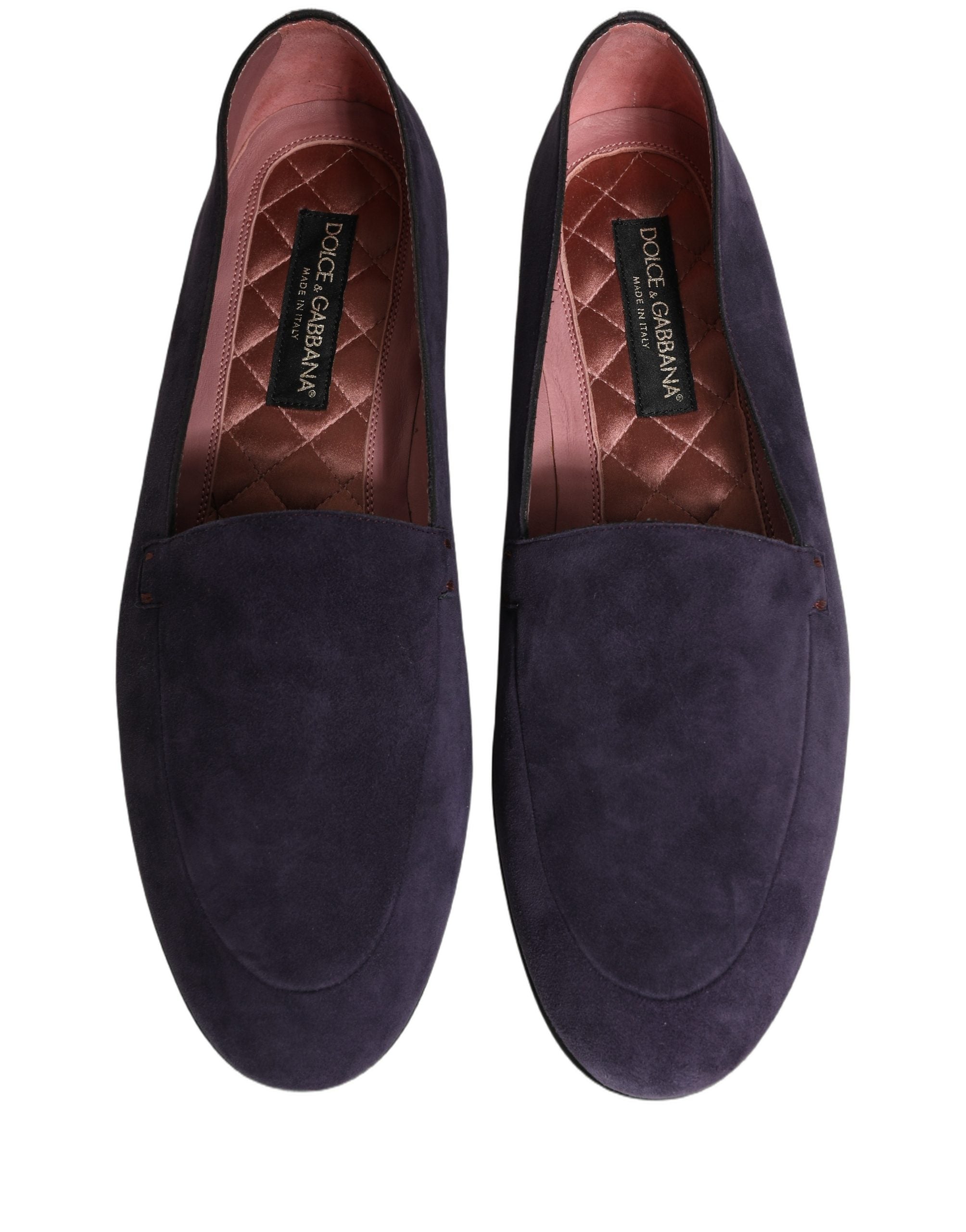 Chaussures mocassins Dolce & Gabbana Violet Velvet pour hommes, slip-on en velours violet avec finition élégante.
