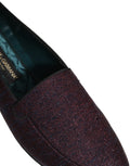 Chaussures loafers Dolce & Gabbana en glitter lurex bordeaux avec logo, style élégant et brillant.