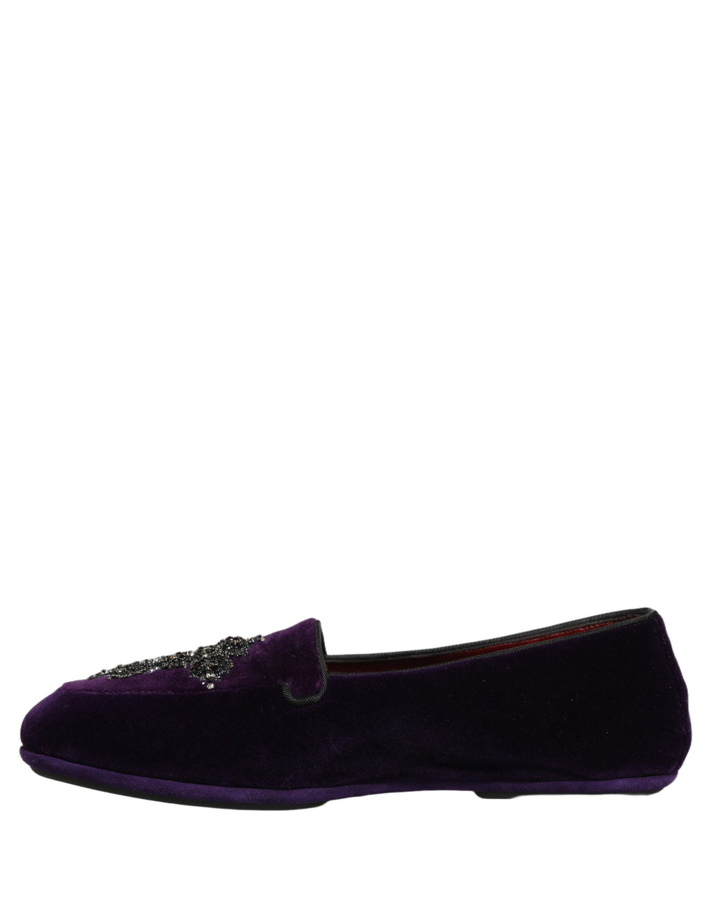 Chaussures mocassins Dolce & Gabbana Violet en daim orné de détails brillants, élégantes et sophistiquées.