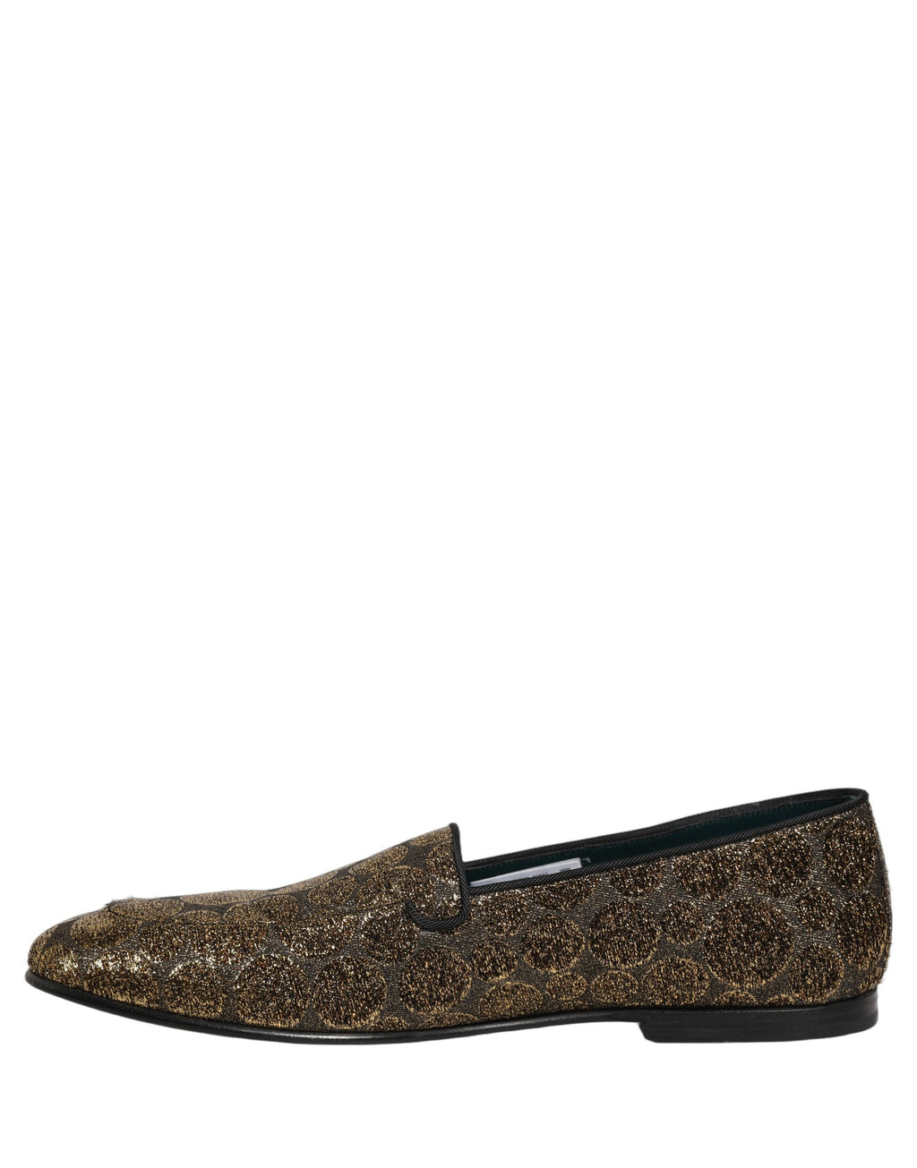 Chaussures mocassins slip-on Dolce & Gabbana en lurex doré avec paillettes pour homme, élégantes et brillantes.
