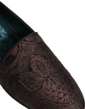 Chaussures mocassins en cuir jacquard bordeaux Dolce & Gabbana, slip-on élégants pour homme.