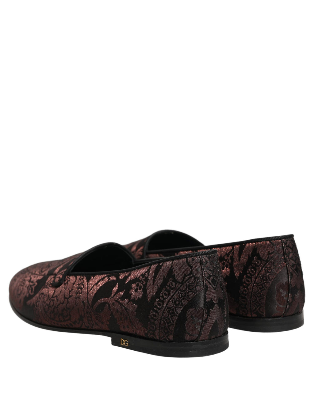 Chaussures mocassins Dolce & Gabbana en jacquard bordeaux et cuir, slips-on élégants pour homme.