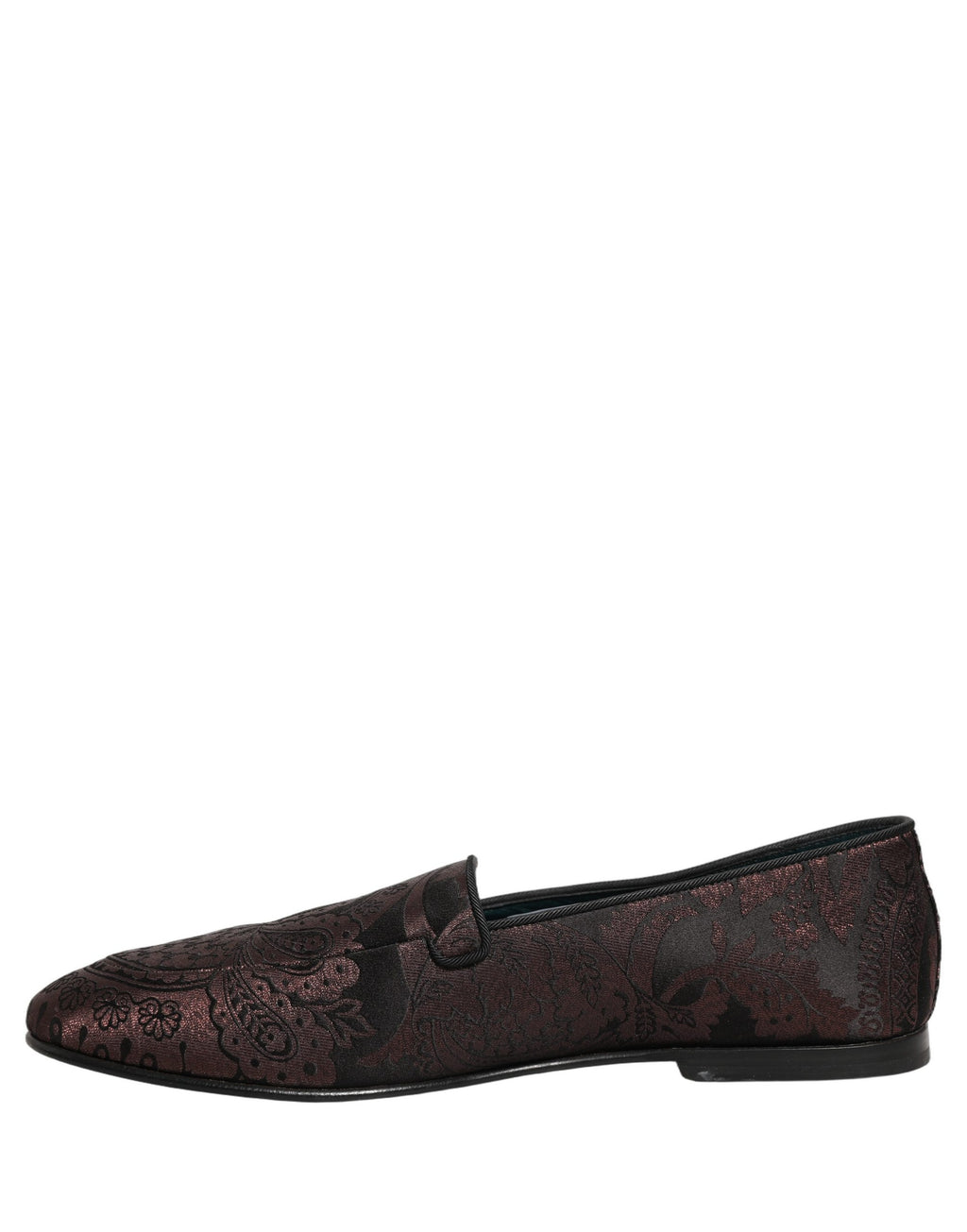 Chaussures mocassins en cuir jacquard bordeaux de Dolce & Gabbana, style slip-on pour homme.