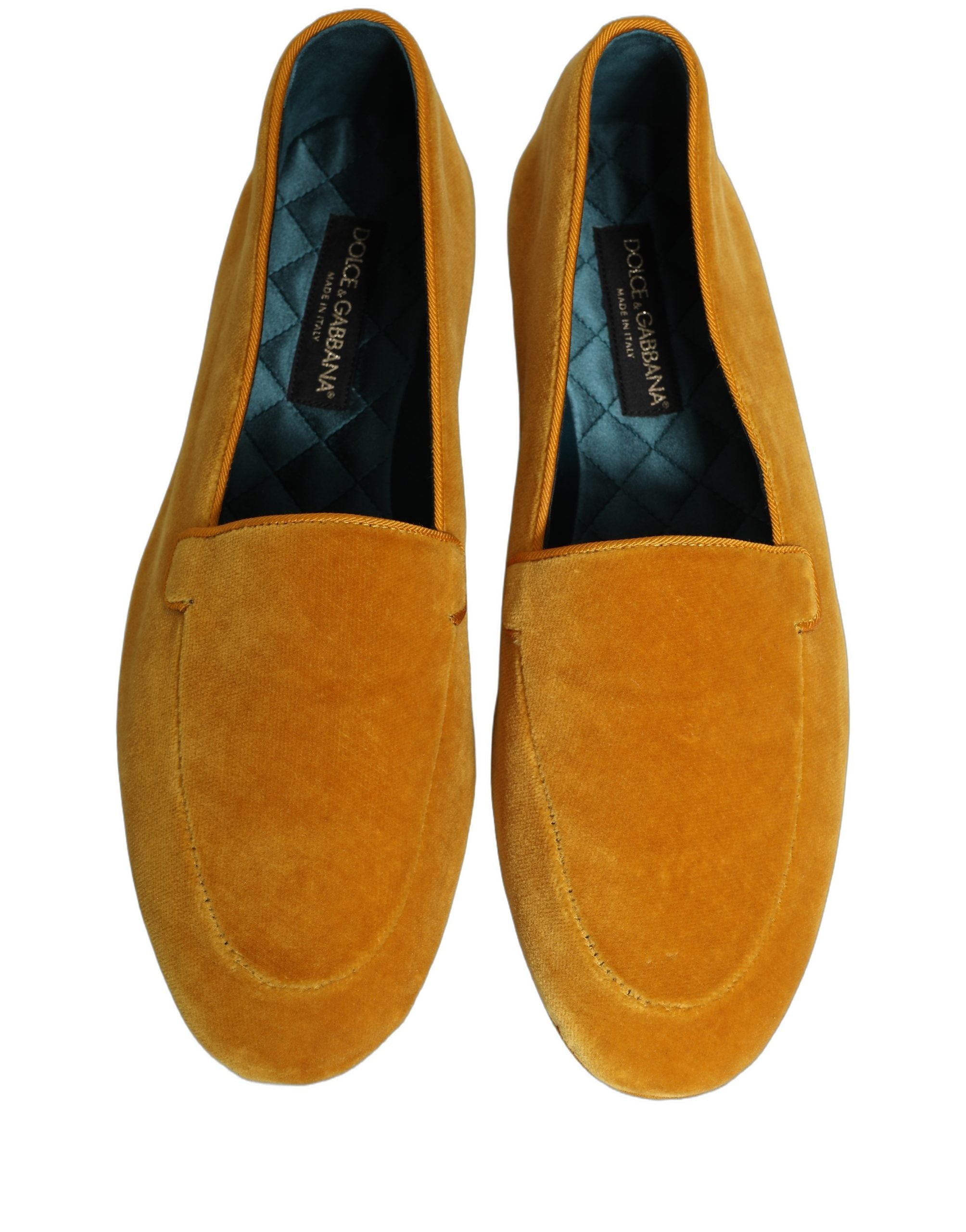Chaussures mocassins en velours jaune pour homme de Dolce & Gabbana, style élégant et confortable.