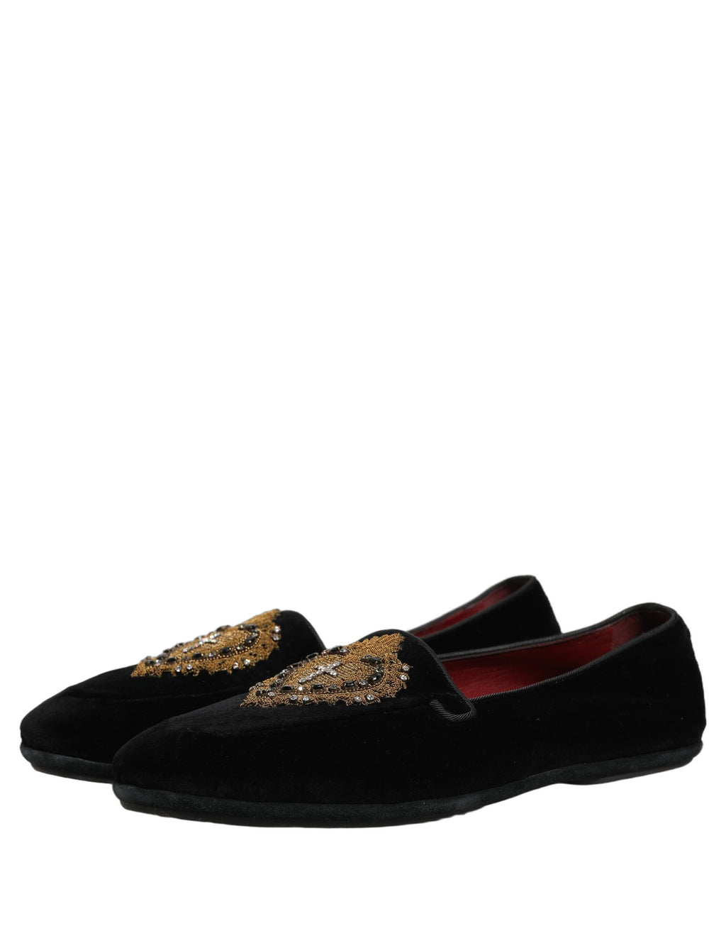 Chaussures dolce & gabbana, mocassins en velours noir Sacred Heart, style élégant et sophistiqué pour femmes.