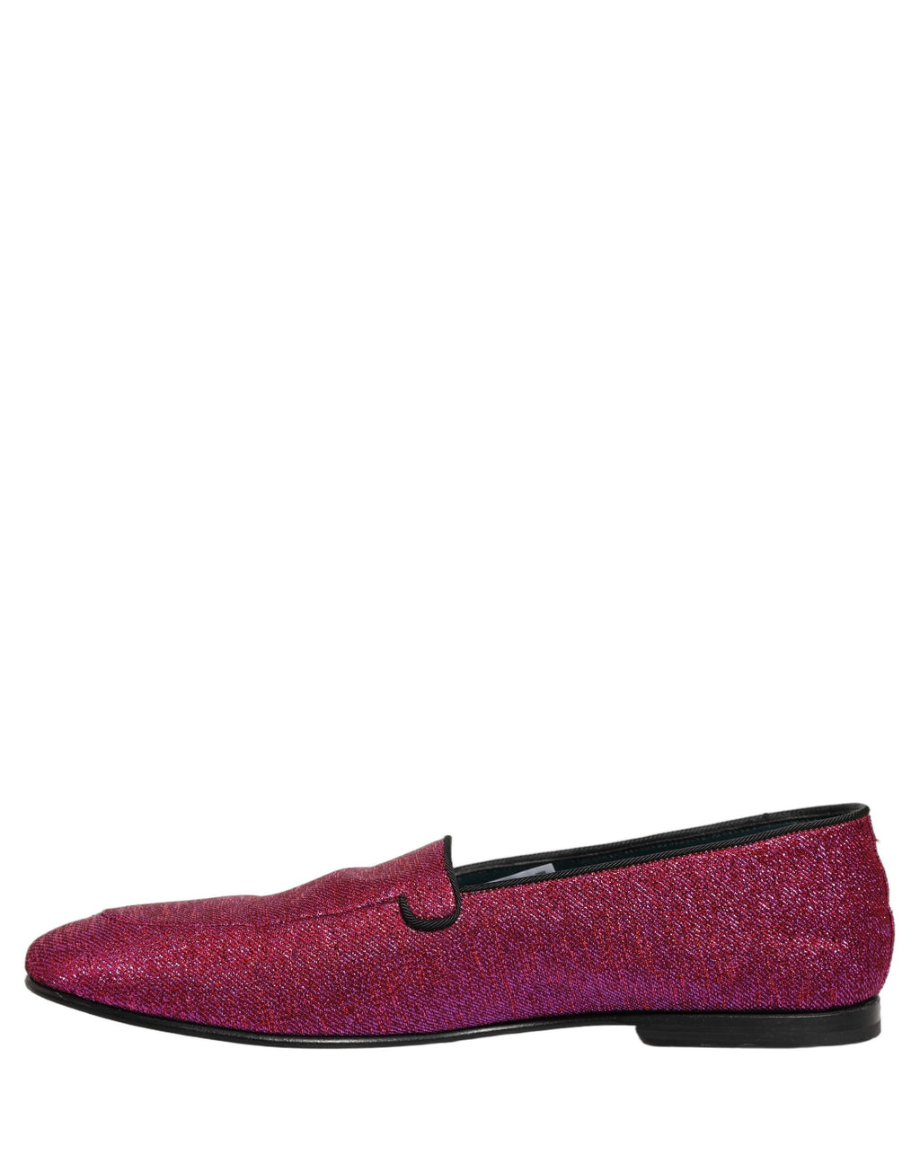 Chaussures mocassins Dolce & Gabbana en glitter rose avec logo Lurex, style élégant et brillant.