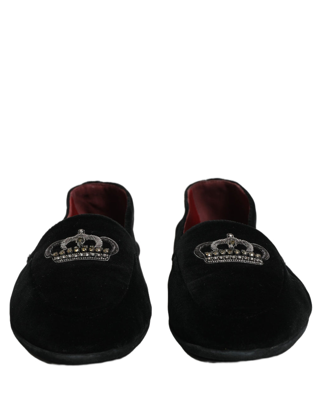 Chaussures loafers Dolce & Gabbana noires avec embellissements de couronne, style élégant pour homme.