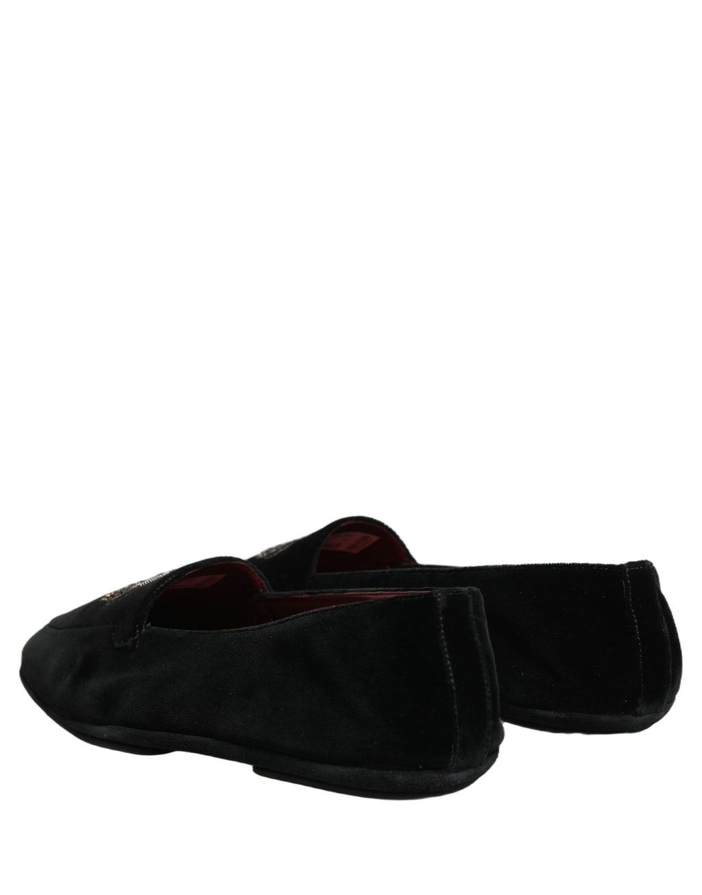 Chaussures loafers Dolce & Gabbana noires avec embellissements couronne, élégantes et raffinées, en cuir de haute qualité.