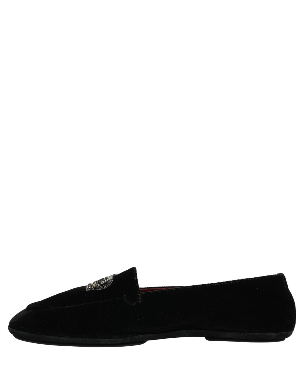 Chaussures mocassins Dolce & Gabbana noires avec couronne ornée et détails brillants, élégantes et sophistiquées.
